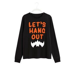 Let's Hang Out Unisex Adult Graphic Tee T-shirt Holiday Seasonal Bat Size XL